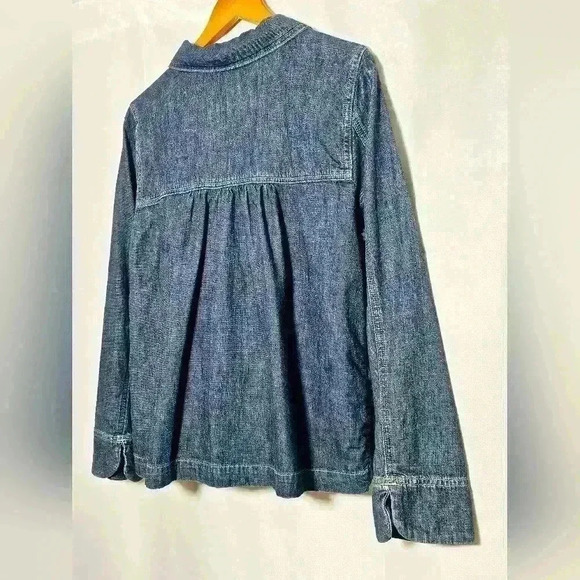 J. Jill Womens Blue Denim Babydoll Button-up 100% Cotton Jacket Size SP - Picture 2 of 8